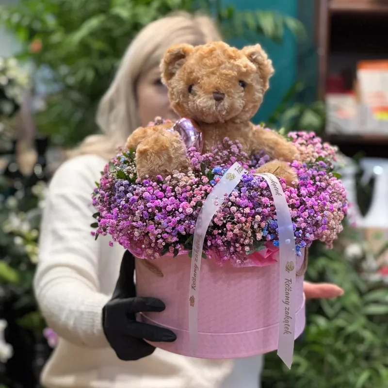 Flower Box z kolorowej gipsówki
